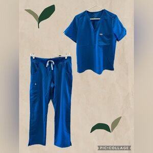 FIGS Royal Blue Scrub Set - Women’s Large Top and Pant